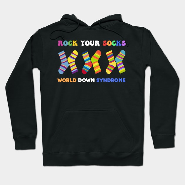 Rock Your Socks World Down Syndrome Da Cute 3-21 Trisomy 21 Hoodie by DonVector